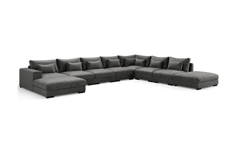 Dubai Stor U-modulsoffa med Divan Vänster Sammet 527 cm Extra Djup - Mörkgrå - Möbler - Vardagsrum - Soffor - Modulsoffor - Komplett modulsoffa