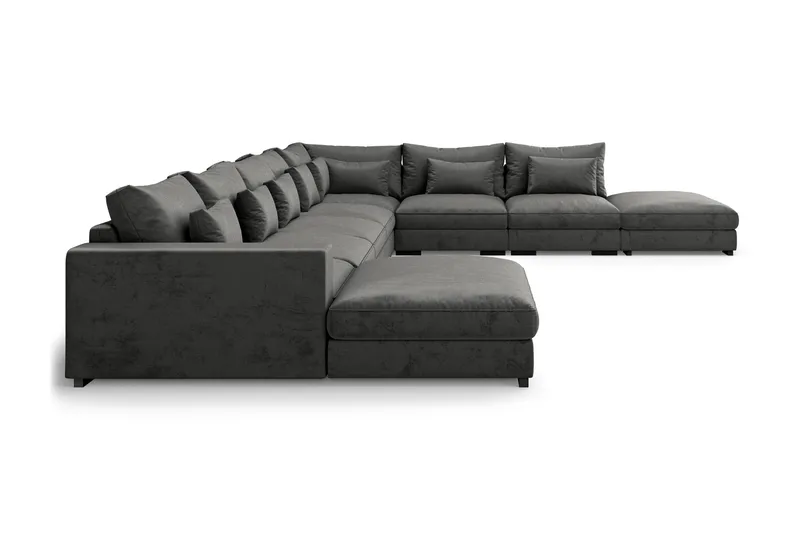 Dubai Stor U-modulsoffa med Divan Vänster Sammet 527 cm Extra Djup - Mörkgrå - Möbler - Vardagsrum - Soffor - Modulsoffor - Komplett modulsoffa
