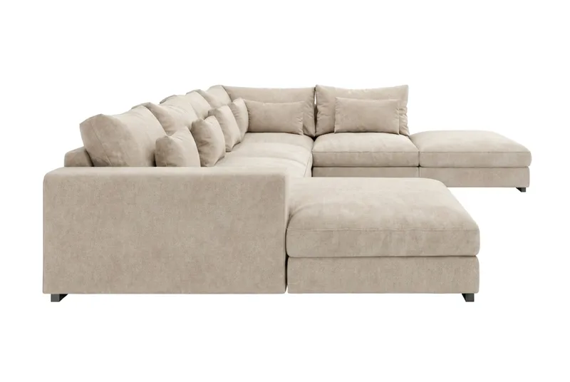 Dubai Stor U Soffa modul med Divan Vänster Extra Djup i Chenille - Beige - Möbler - Vardagsrum - Soffor - Modulsoffor - Komplett modulsoffa