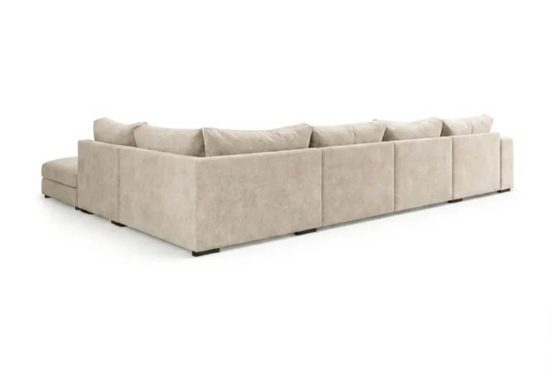 Dubai Stor U Soffa modul med Divan Vänster Extra Djup i Chenille - Beige - Möbler - Vardagsrum - Soffor - Modulsoffor - Komplett modulsoffa