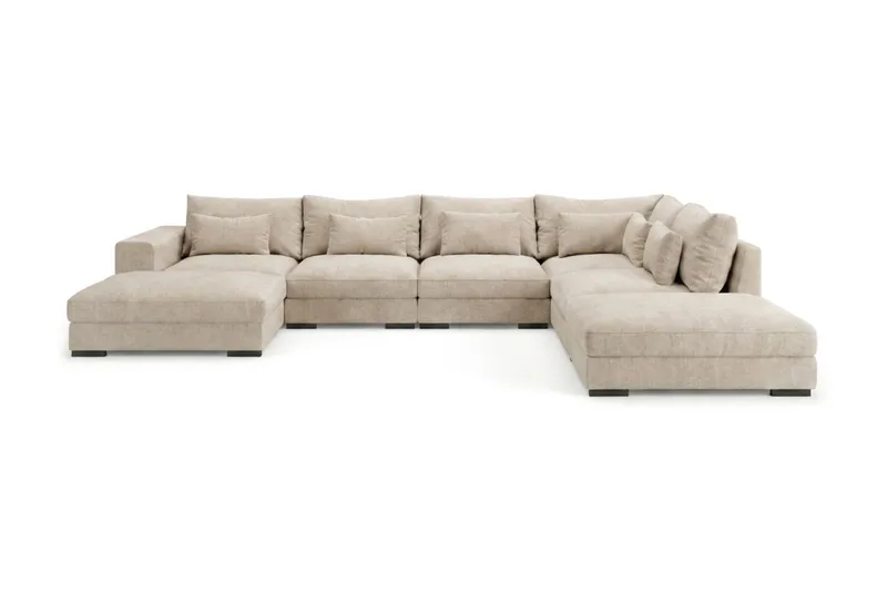 Dubai Stor U Soffa modul med Divan Vänster Extra Djup i Chenille, Beige