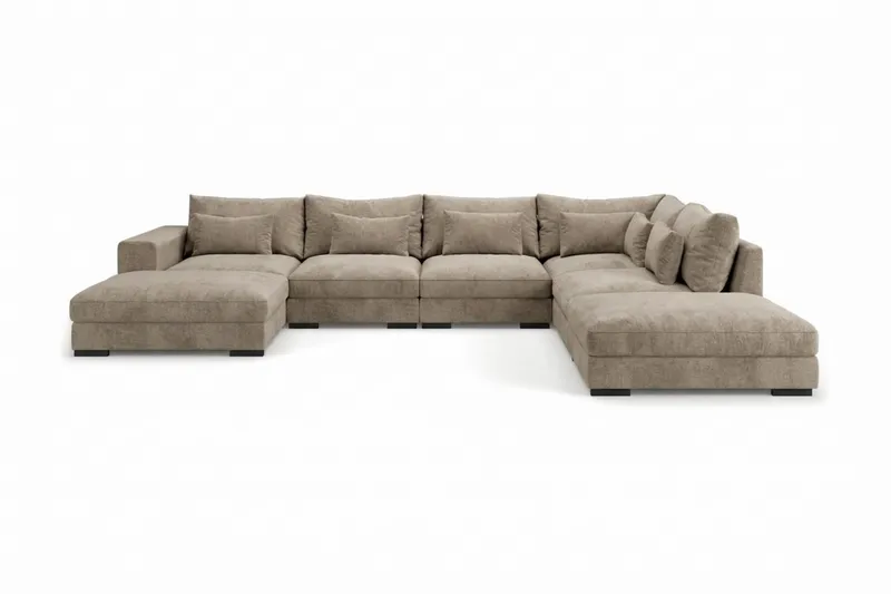 Dubai Stor U Soffa modul med Divan Vänster Extra Djup i Chenille, Brun