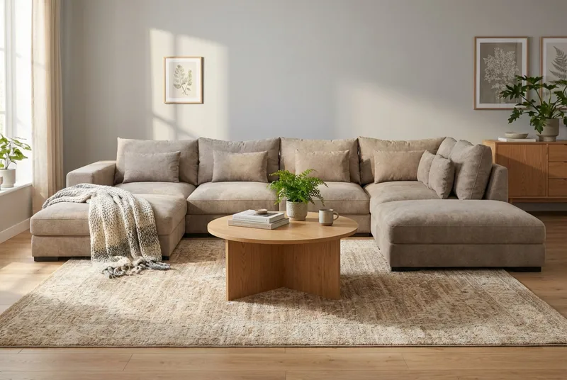 Dubai Stor U Soffa modul med Divan Vänster Extra Djup i Chenille - Brun - Möbler - Vardagsrum - Soffor - Modulsoffor - Komplett modulsoffa