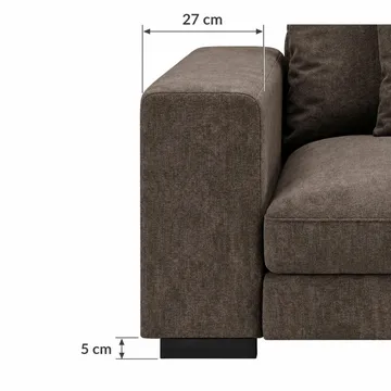 Dubai Stor U Soffa modul med Divan Vänster Extra Djup i Chenille - Mörkbrun - Möbler - Vardagsrum - Soffor - Modulsoffor - Komplett modulsoffa