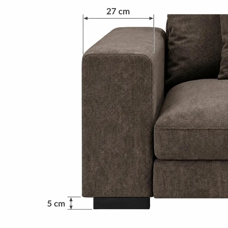 Dubai Stor U Soffa modul med Divan Vänster Extra Djup i Chenille - Mörkbrun - Möbler - Vardagsrum - Soffor - Modulsoffor - Komplett modulsoffa