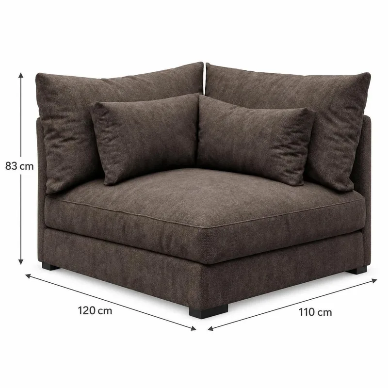 Dubai Stor U Soffa modul med Divan Vänster Extra Djup i Chenille - Mörkbrun - Möbler - Vardagsrum - Soffor - Modulsoffor - Komplett modulsoffa