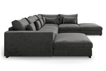 Dubai Stor U Soffa modul med Divan Vänster Sammet Extra djup - Mörkgrå - Möbler - Vardagsrum - Soffor - Modulsoffor - Komplett modulsoffa