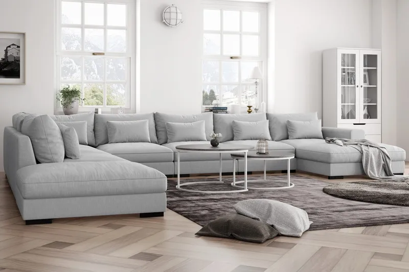 Dubai U-modulsoffa Large med Divan Höger Extra Djup - Ljusgrå - Möbler - Vardagsrum - Soffor - Modulsoffor - Komplett modulsoffa