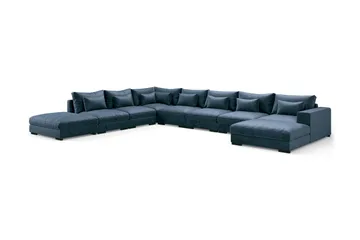 Dubai U-modulsoffa Large med Divan Höger Sammet Extra Djup - Blå - Möbler - Vardagsrum - Soffor - Modulsoffor - Komplett modulsoffa
