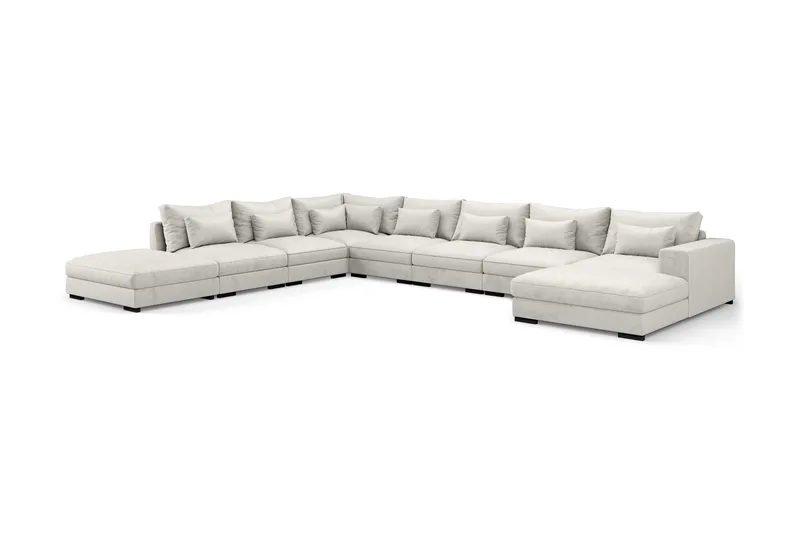 Dubai U-modulsoffa Large med Divan Höger Sammet Extra Djup - Vit - Möbler - Vardagsrum - Soffor - Modulsoffor - Komplett modulsoffa