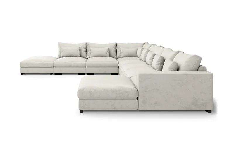 Dubai U-modulsoffa Large med Divan Höger Sammet Extra Djup - Vit - Möbler - Vardagsrum - Soffor - Modulsoffor - Komplett modulsoffa