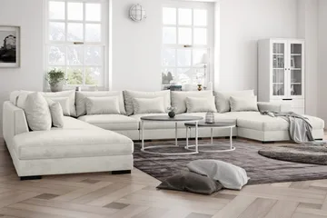 Dubai U-modulsoffa Large med Divan Höger Sammet Extra Djup - Vit - Möbler - Vardagsrum - Soffor - Modulsoffor - Komplett modulsoffa