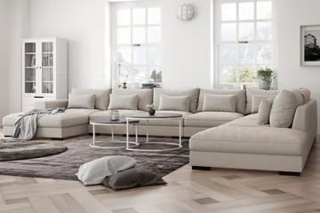 Dubai U-modulsoffa Large med Divan Vänster Extra Djup - Beige - Möbler - Vardagsrum - Soffor - Modulsoffor - Komplett modulsoffa