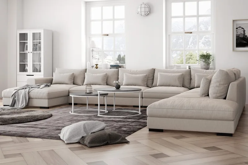 Dubai U-modulsoffa Large med Divan Vänster Extra Djup - Beige - Möbler - Vardagsrum - Soffor - Modulsoffor - Komplett modulsoffa