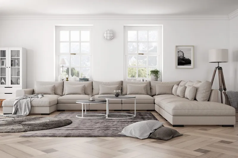 Dubai U-modulsoffa Large med Divan Vänster Extra Djup - Beige - Möbler - Vardagsrum - Soffor - Modulsoffor - Komplett modulsoffa