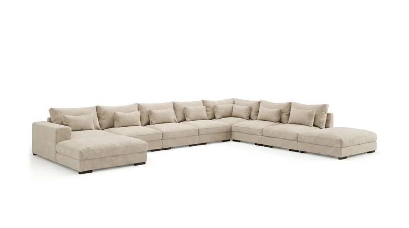 Dubai U-modulsoffa Large med Divan Vänster Extra Djup i Chenille - Beige - Möbler - Vardagsrum - Soffor - Modulsoffor - Komplett modulsoffa