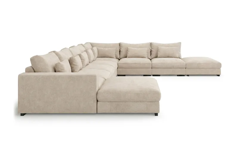 Dubai U-modulsoffa Large med Divan Vänster Extra Djup i Chenille - Beige - Möbler - Vardagsrum - Soffor - Modulsoffor - Komplett modulsoffa