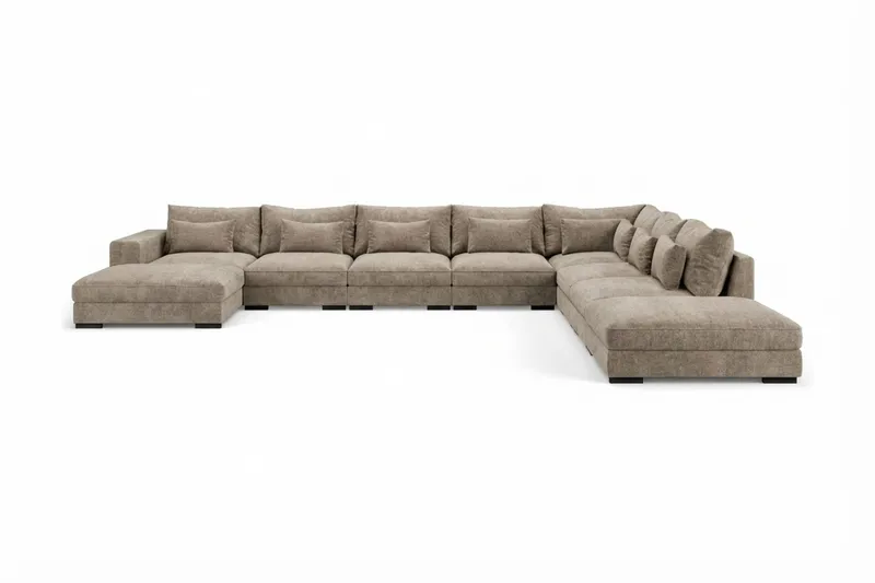 Dubai U-modulsoffa Large med Divan Vänster Extra Djup i Chenille - Brun - Möbler - Vardagsrum - Soffor - Modulsoffor - Komplett modulsoffa