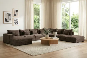 Dubai U-modulsoffa Large med Divan Vänster Extra Djup i Chenille - Mörkbrun - Möbler - Vardagsrum - Soffor - Modulsoffor - Komplett modulsoffa