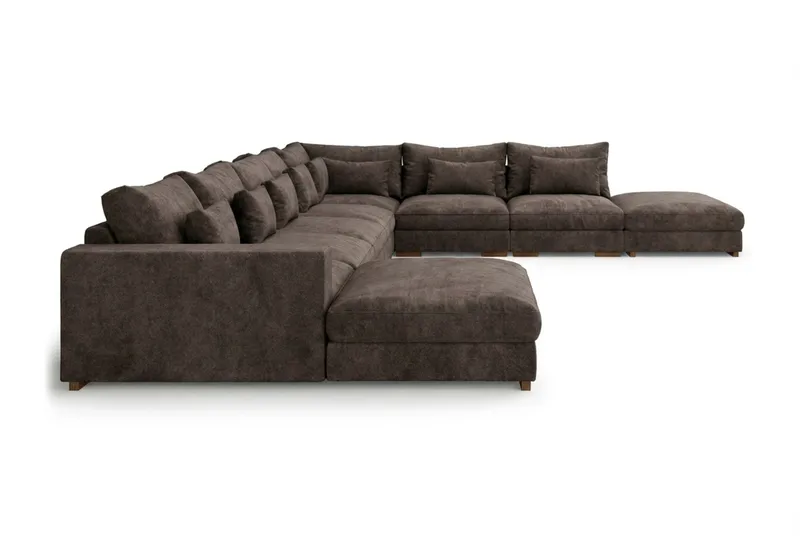 Dubai U-modulsoffa Large med Divan Vänster Extra Djup i Chenille - Mörkbrun - Möbler - Vardagsrum - Soffor - Modulsoffor - Komplett modulsoffa