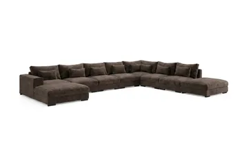 Dubai U-modulsoffa Large med Divan Vänster Extra Djup i Chenille - Mörkbrun - Möbler - Vardagsrum - Soffor - Modulsoffor - Komplett modulsoffa