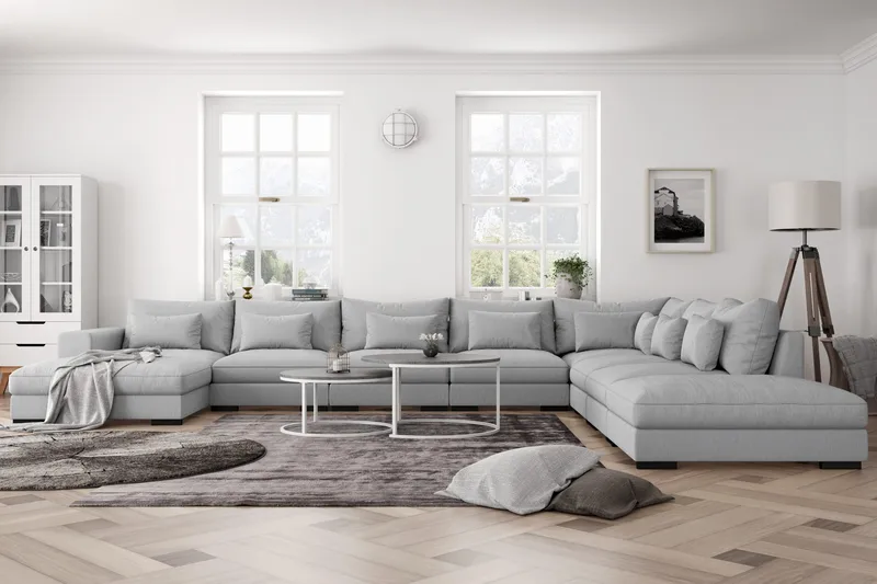 Dubai U-modulsoffa Large med Divan Vänster Extra Djup - Ljusgrå - Möbler - Vardagsrum - Soffor - Modulsoffor - Komplett modulsoffa