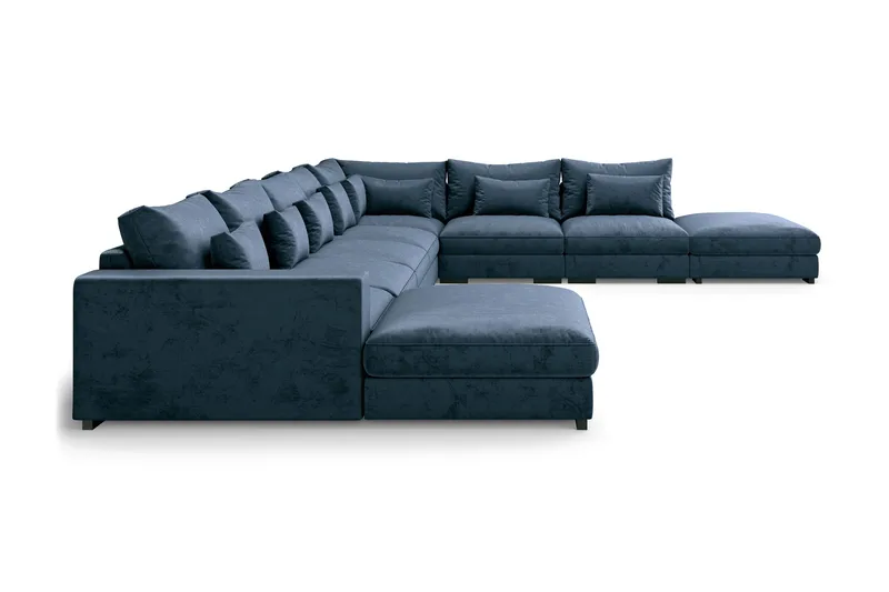 Dubai U-modulsoffa Large med Divan Vänster Sammet Extra Djup - Blå - Möbler - Vardagsrum - Soffor - Modulsoffor - Komplett modulsoffa