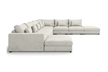 Dubai U-modulsoffa Large med Divan Vänster Sammet Extra Djup - Vit - Möbler - Vardagsrum - Soffor - Modulsoffor - Komplett modulsoffa