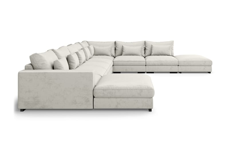 Dubai U-modulsoffa Large med Divan Vänster Sammet Extra Djup - Vit - Möbler - Vardagsrum - Soffor - Modulsoffor - Komplett modulsoffa