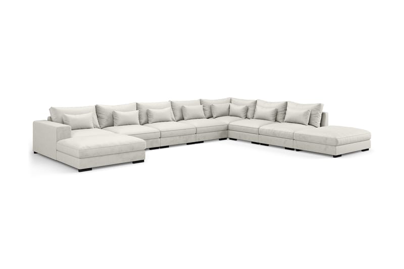 Dubai U-modulsoffa Large med Divan Vänster Sammet Extra Djup - Vit - Möbler - Vardagsrum - Soffor - Modulsoffor - Komplett modulsoffa