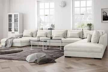 Dubai U-modulsoffa Large med Divan Vänster Sammet Extra Djup - Vit - Möbler - Vardagsrum - Soffor - Modulsoffor - Komplett modulsoffa