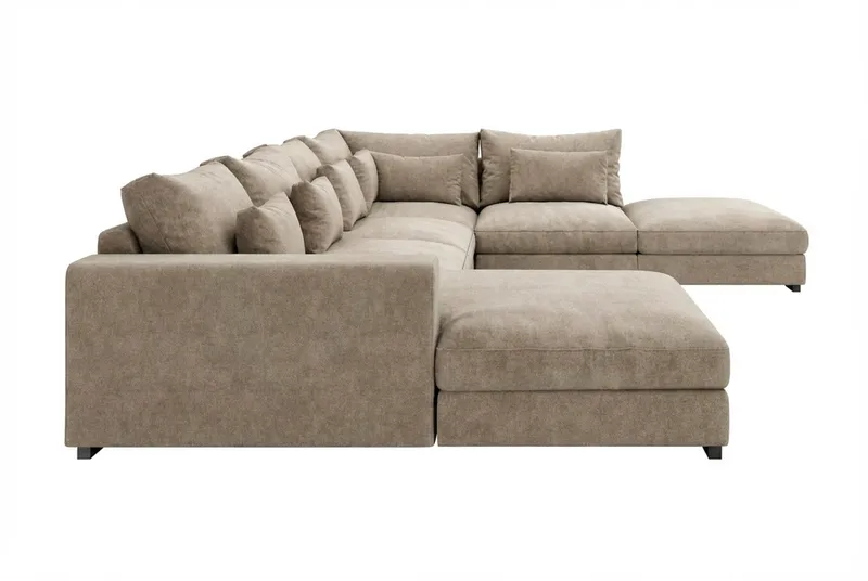 Dubai U-modulsoffa med Divan Höger Extra Djup i Chenille - Brun - Möbler - Vardagsrum - Soffor - Modulsoffor - Komplett modulsoffa