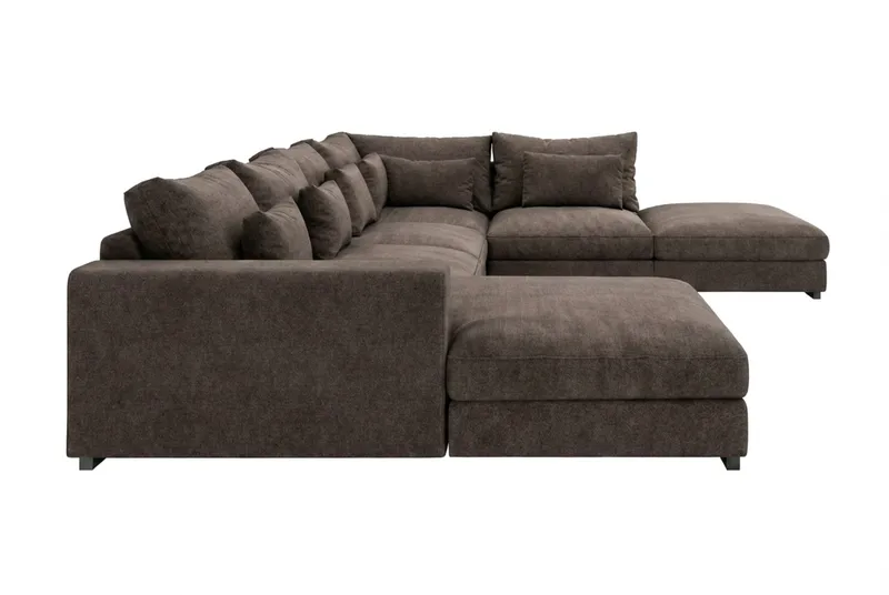 Dubai U-modulsoffa med Divan Höger Extra Djup i Chenille - Mörkbrun - Möbler - Vardagsrum - Soffor - Modulsoffor - Komplett modulsoffa
