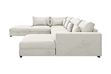 Dubai U-modulsoffa med Divan Höger Sammet Extra Djup - Vit - Möbler - Vardagsrum - Soffor - Modulsoffor - Komplett modulsoffa