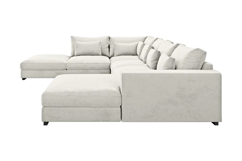 Dubai U-modulsoffa med Divan Höger Sammet Extra Djup - Vit - Möbler - Vardagsrum - Soffor - Modulsoffor - Komplett modulsoffa