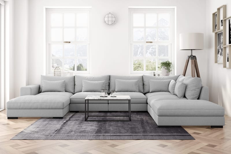 Dubai U-modulsoffa med Divan Vänster Extra Djup - Ljusgrå - Möbler - Vardagsrum - Soffor - Modulsoffor - Komplett modulsoffa