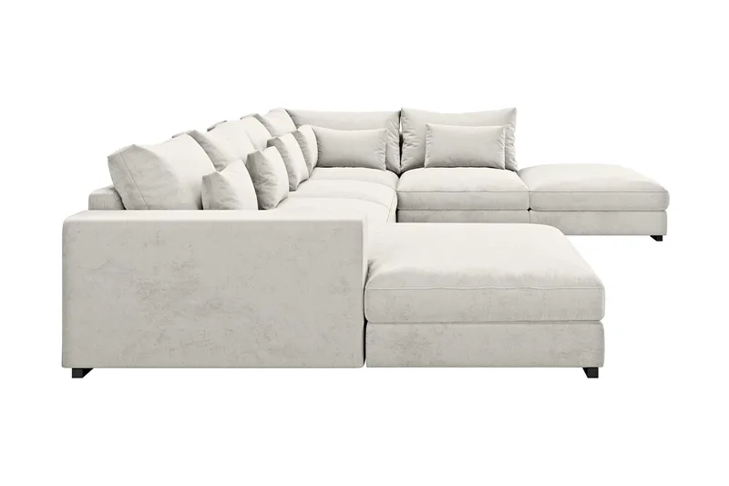 Dubai U-modulsoffa med Divan Vänster Sammet Extra Djup - Vit - Möbler - Vardagsrum - Soffor - Modulsoffor - Komplett modulsoffa