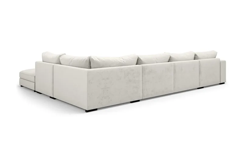 Dubai U-modulsoffa med Divan Vänster Sammet Extra Djup - Vit - Möbler - Vardagsrum - Soffor - Modulsoffor - Komplett modulsoffa