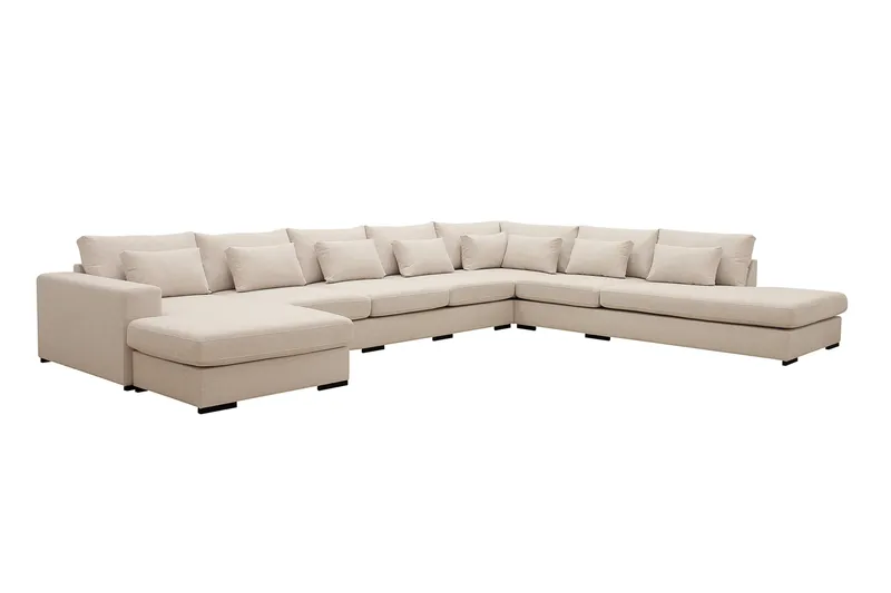 Grande Stor 7-sits U-Soffa med Divan Vänster - Beige Tyg - Möbler - Vardagsrum - Soffor - Modulsoffor - Komplett modulsoffa