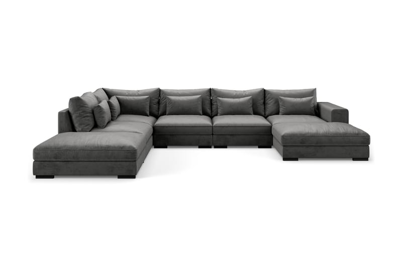 HAVANA U-modulsoffa med Divan Höger Sammet Mörkgrå - Komplett modulsoffa