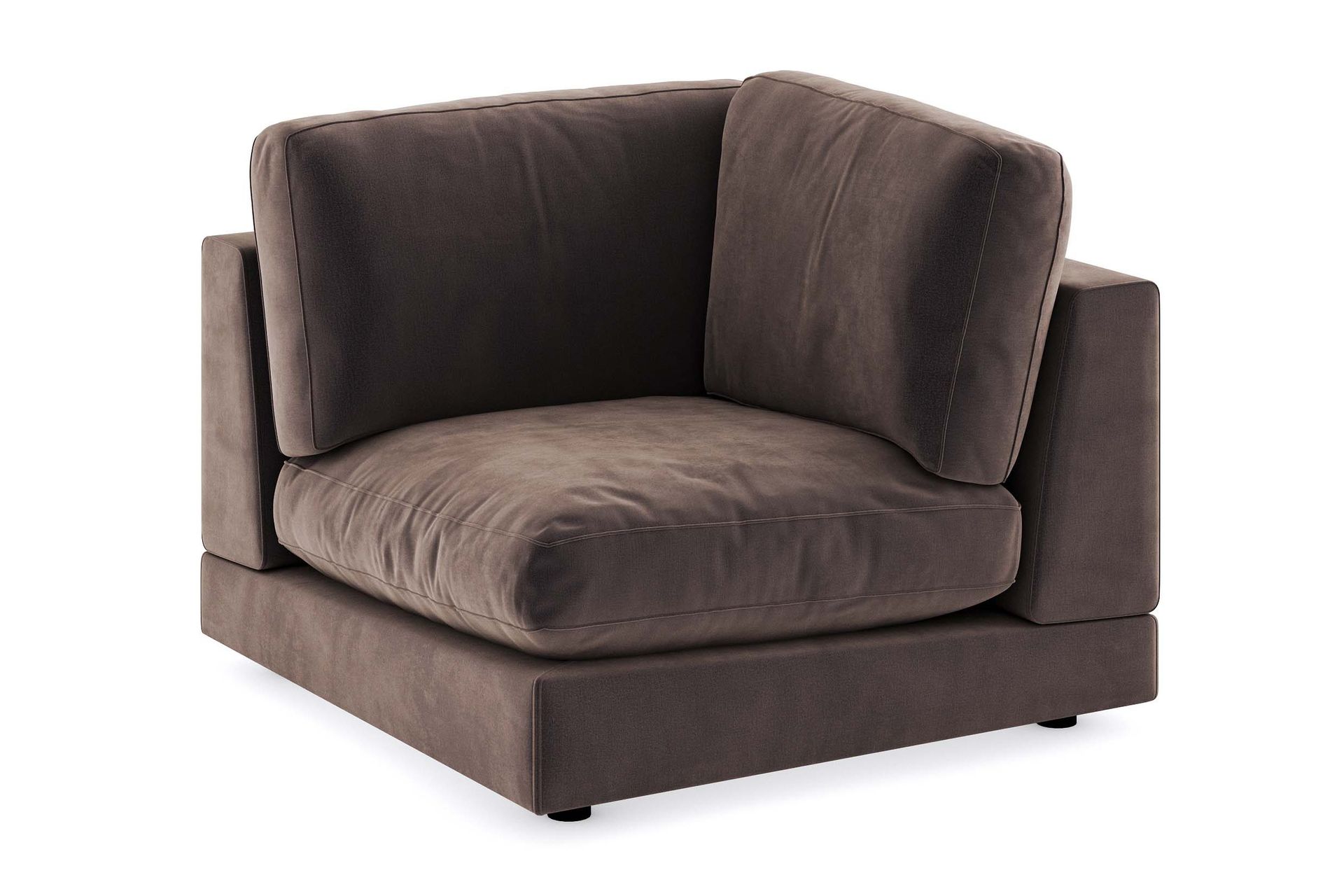 arken 1-sits hörnmodul i sammet - brun