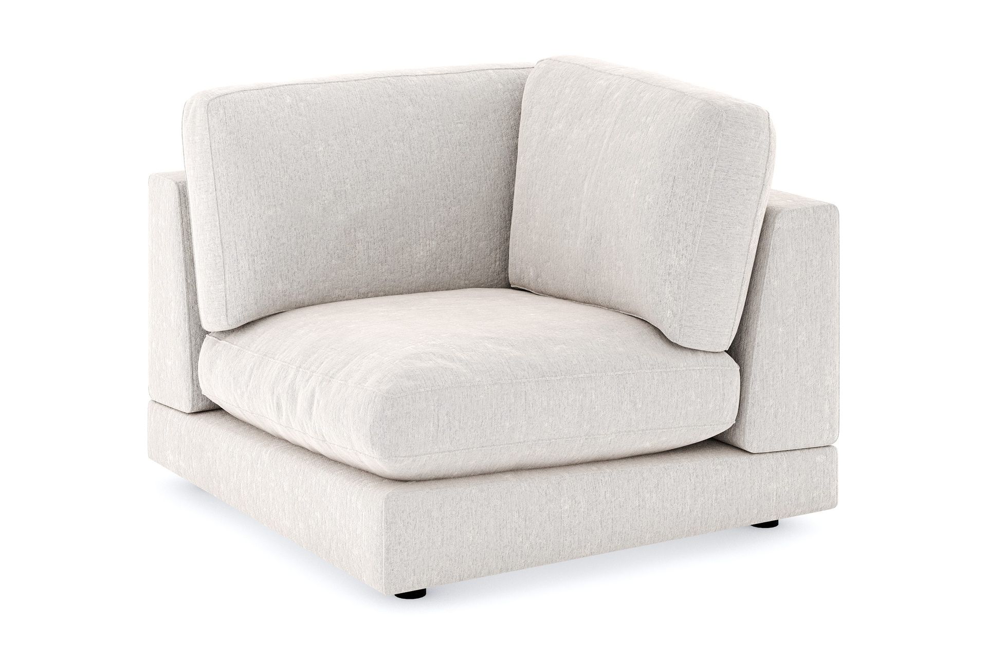 arken 1-sits hörnmodul i sammet - krämvit