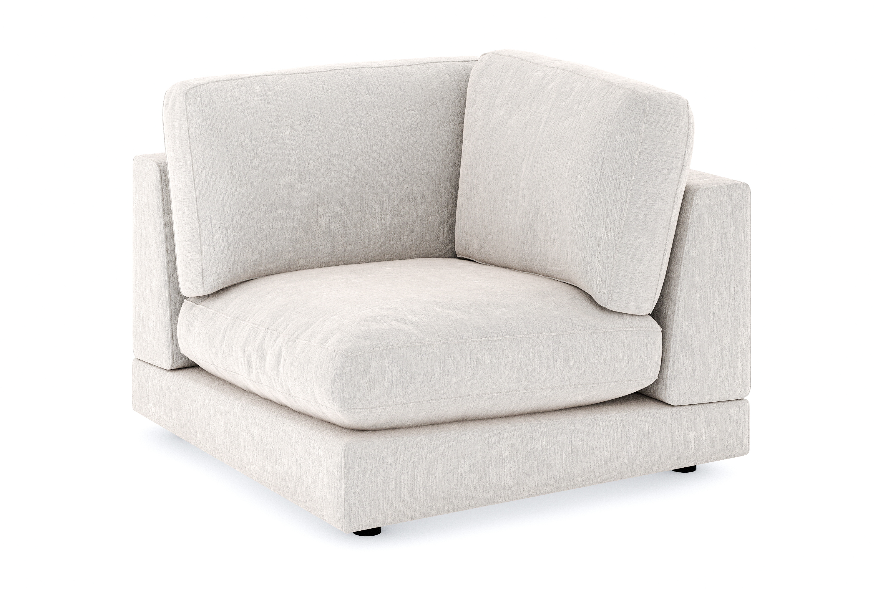 arken 1-sits hörnmodul i sammet - krämvit