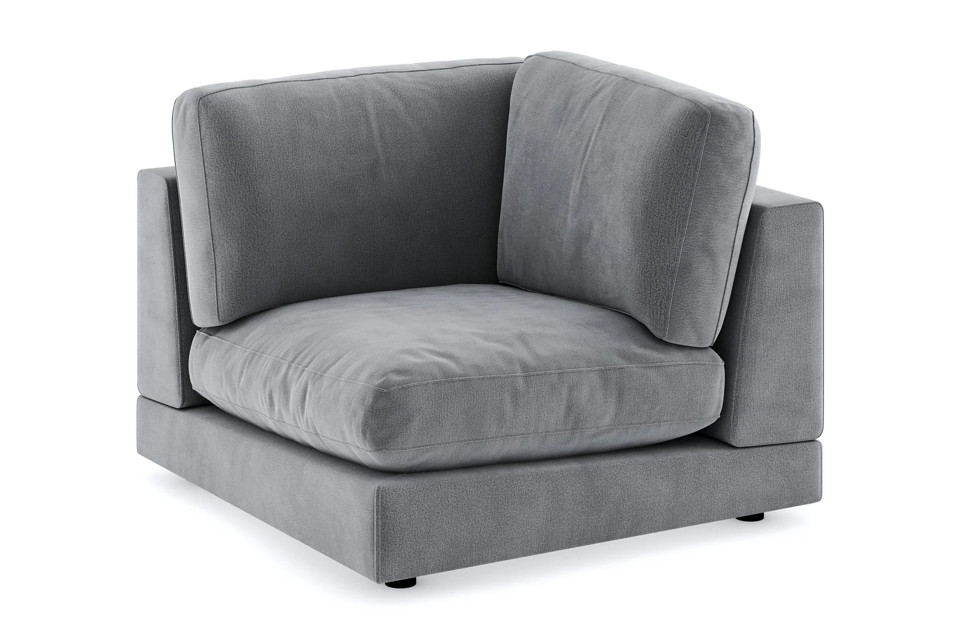 arken 1-sits hörnmodul i sammet - ljusgrå