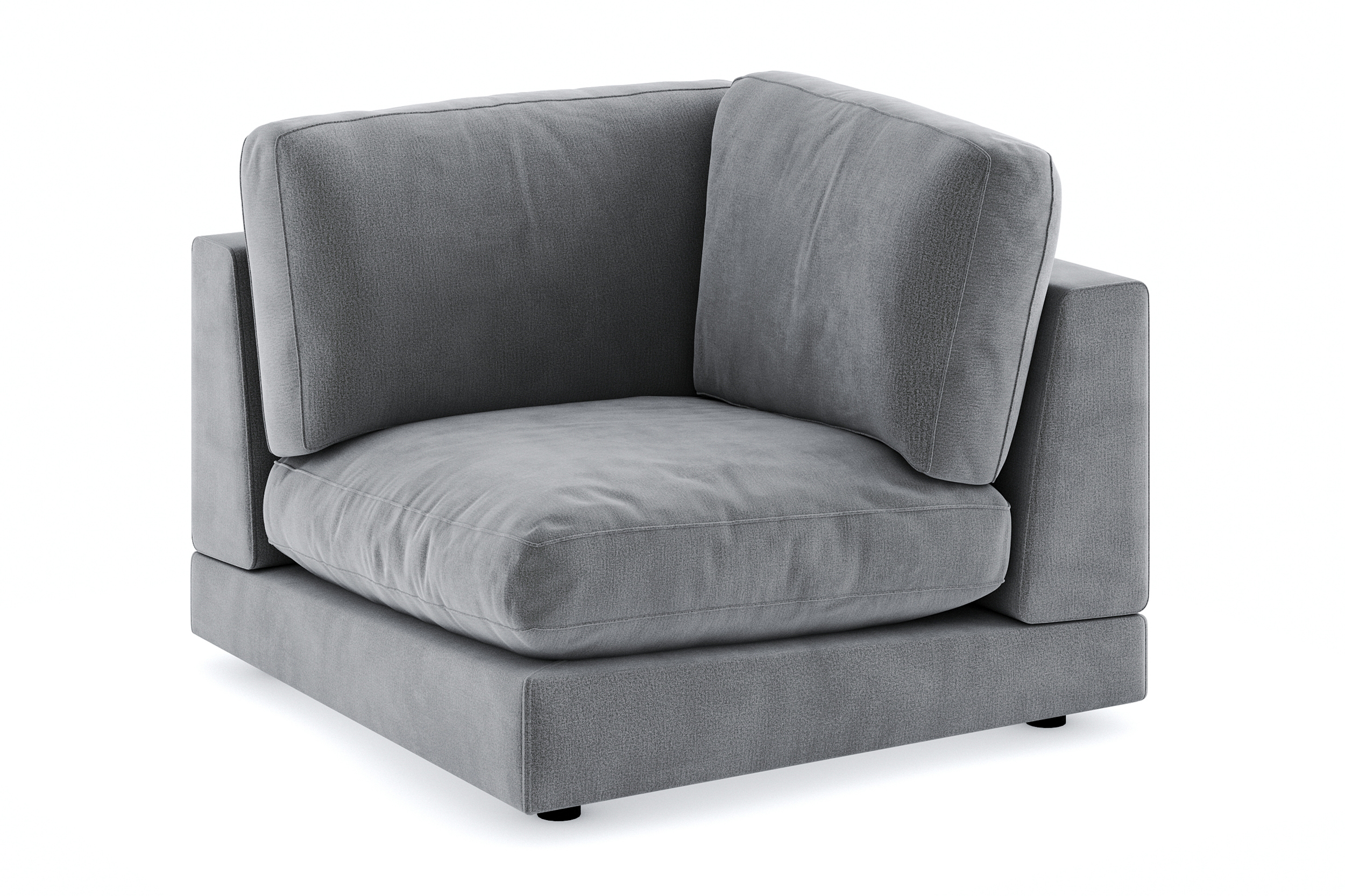 arken 1-sits hörnmodul i sammet - ljusgrå