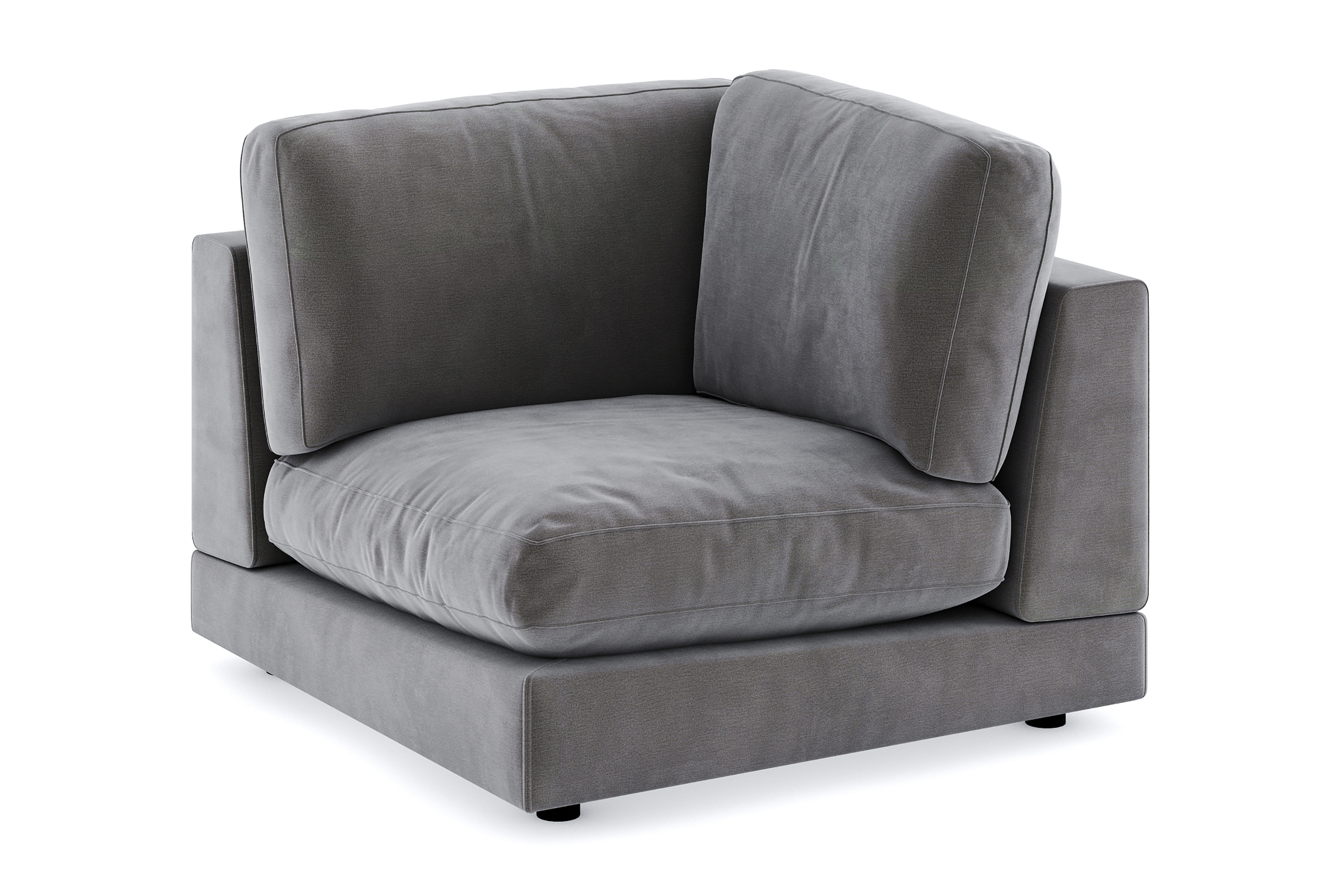 arken 1-sits hörnmodul i sammet - mörkgrå