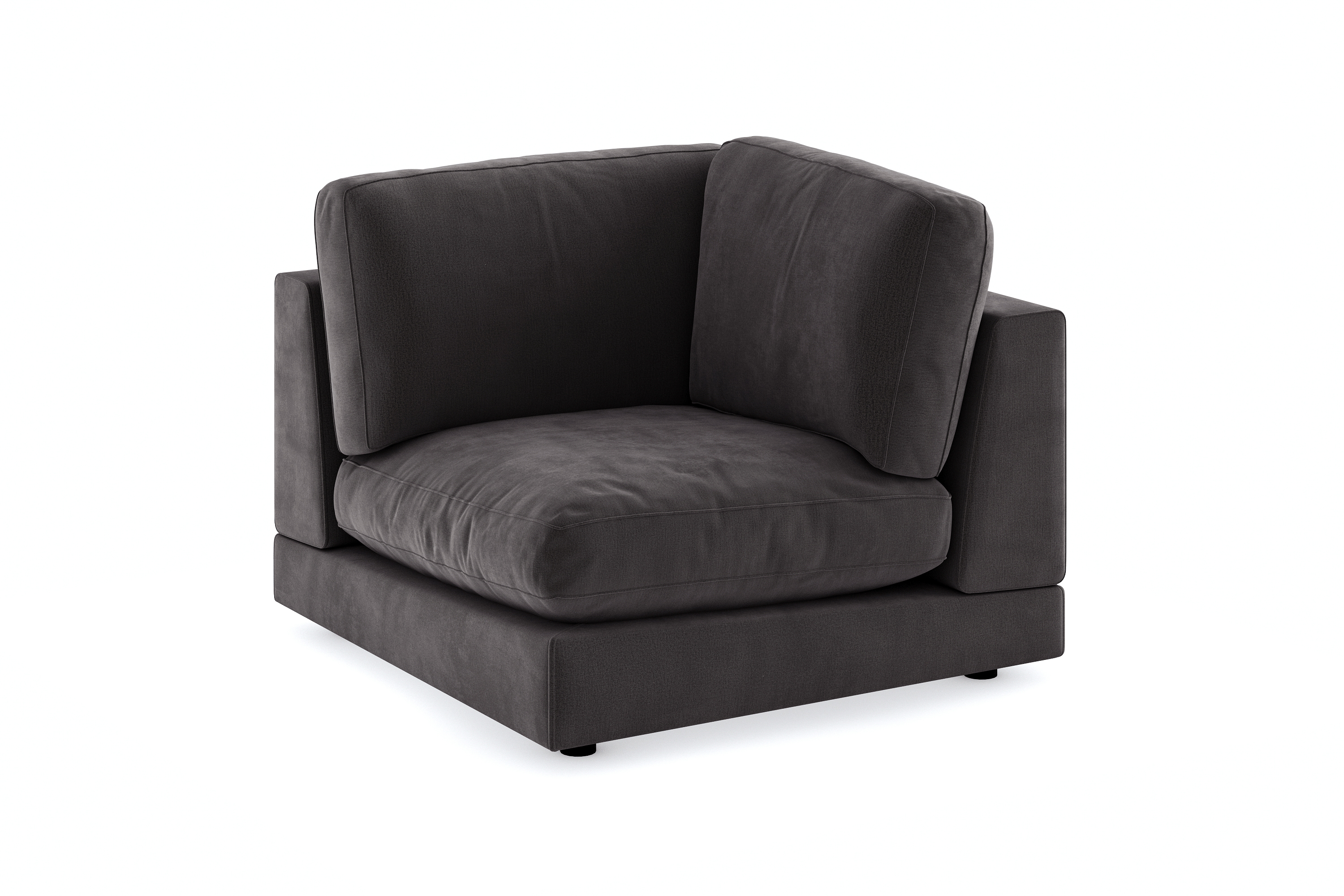 arken 1-sits hörnmodul i sammet - mörkgrå