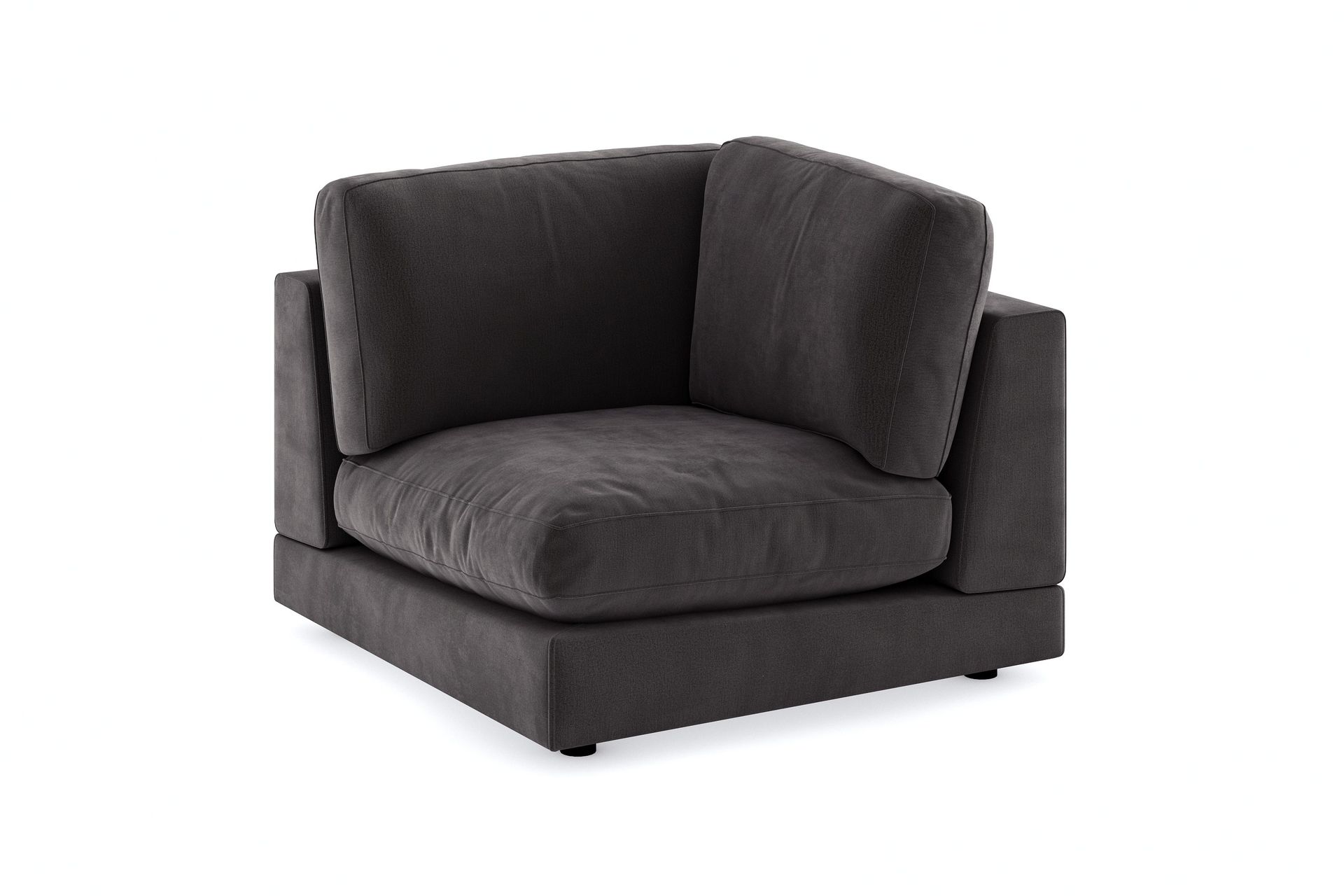 arken 1-sits hörnmodul i sammet - mörkgrå