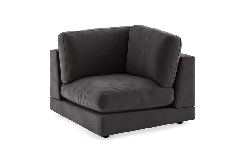 Arken 1-sits Hörnmodul i Sammet, Mörkgrå