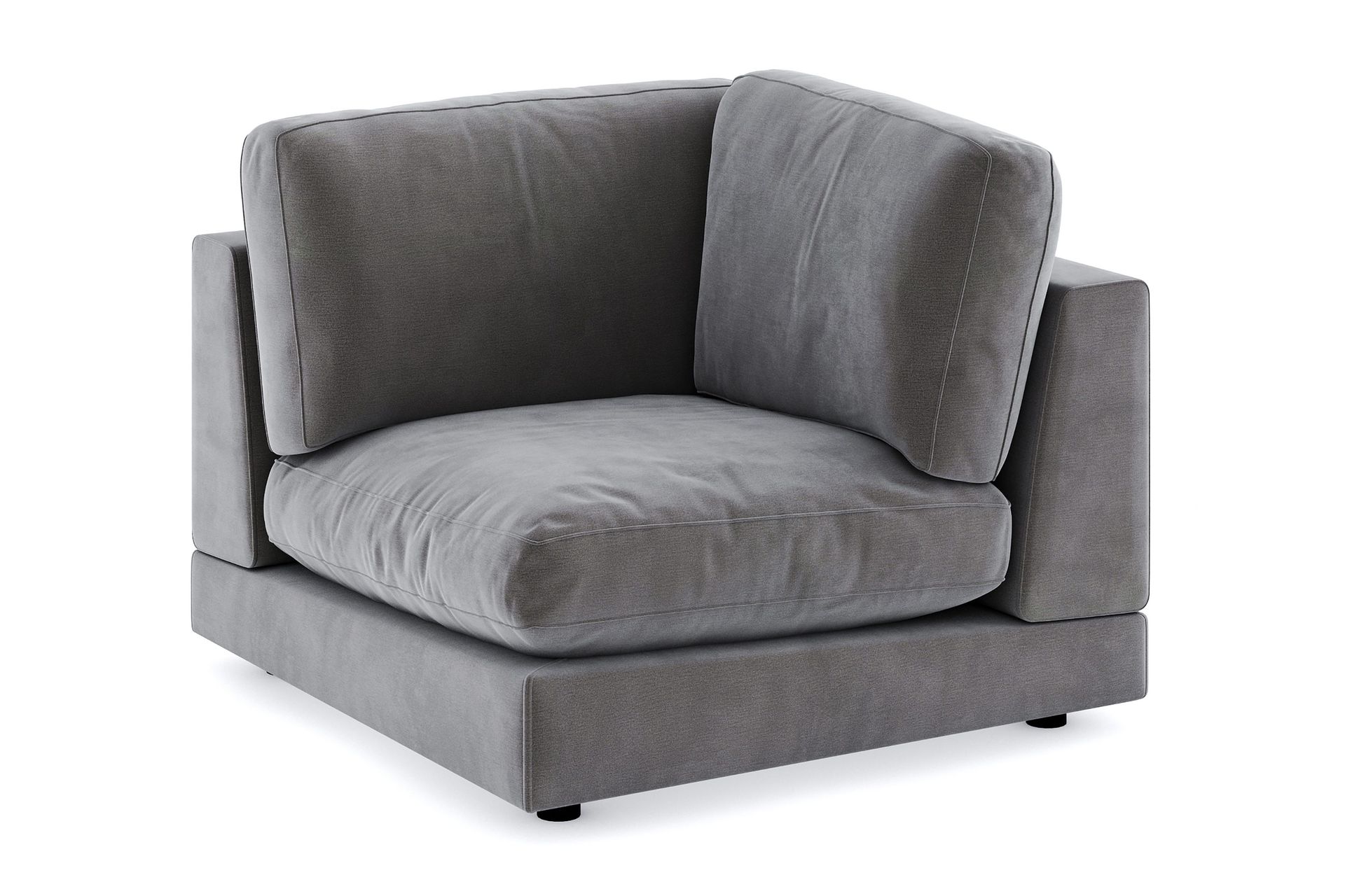 arken 1-sits hörnmodul i sammet - mörkgrå